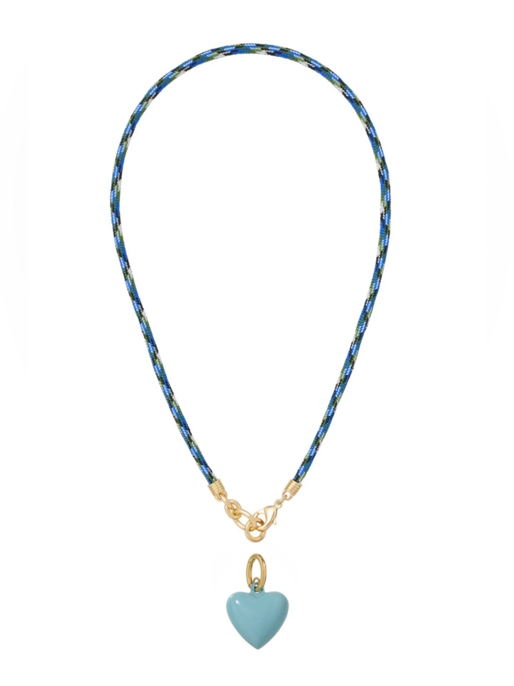 NWOT Roxanne Assoulin The Happy Cord Charm Necklace Blue Cord Cloud Heart